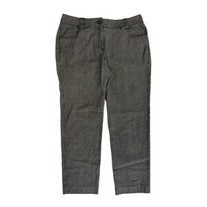 Larry Levine Petite 100% Cotton Striped Straight‎ Leg Pants Black White 12P